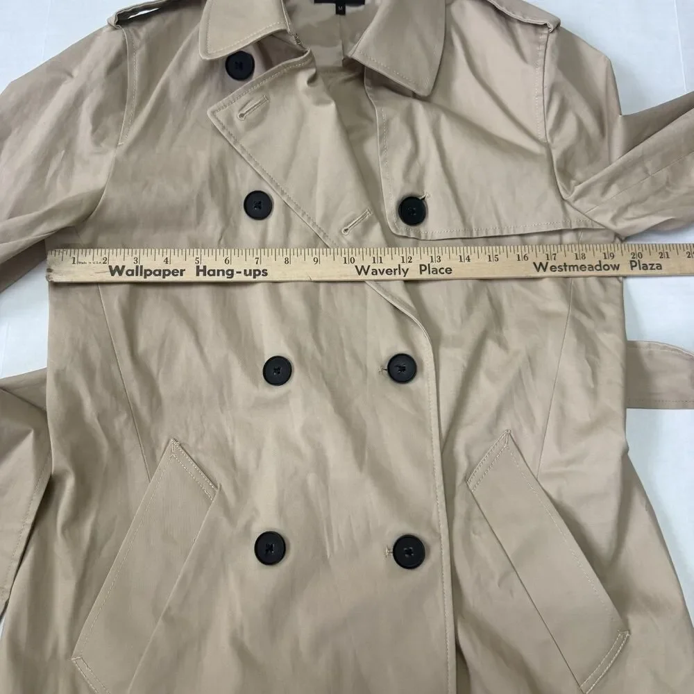 Quince Women Comfort Stretch Short Trench Coat Tan Khaki Outerwear Medium - Picture 13 of 14